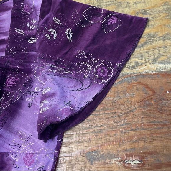 Y2K Fairycore babydoll  Flutter Top purple paisley 1X - Picture 8 of 9